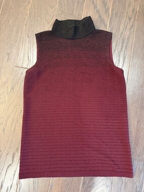Lafayette 148 New York Black and Burgundy Sleeveless Knit Sweater